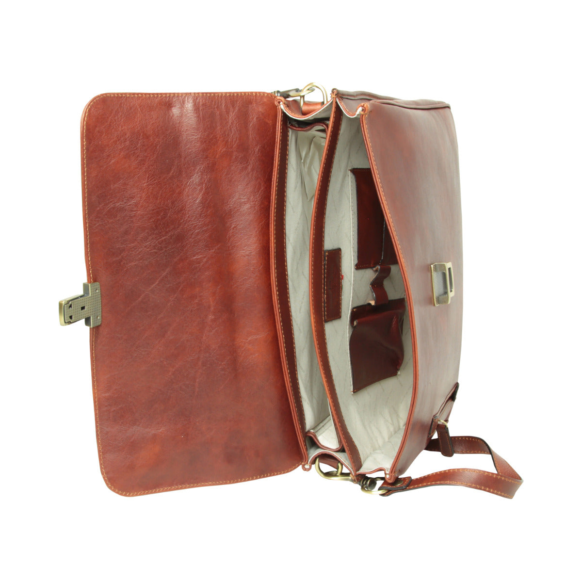 Full grain leather briefcase - Mahogany Brown