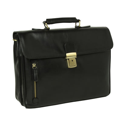 Full grain leather briefcase - black