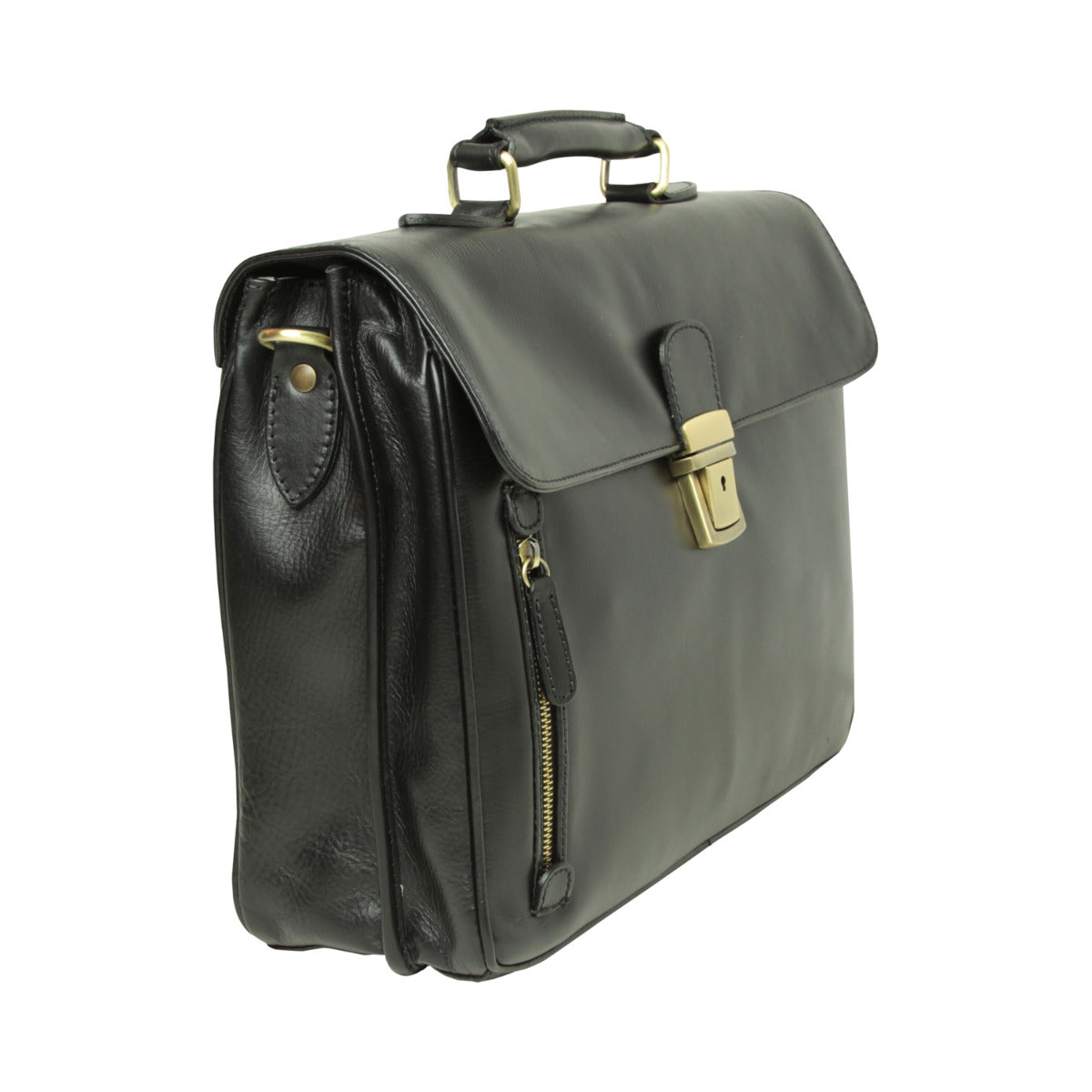 Full grain leather briefcase - black