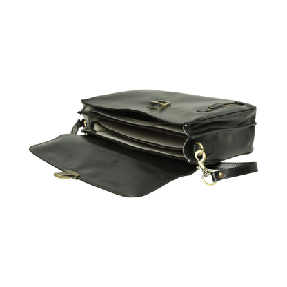 Full grain leather briefcase - black
