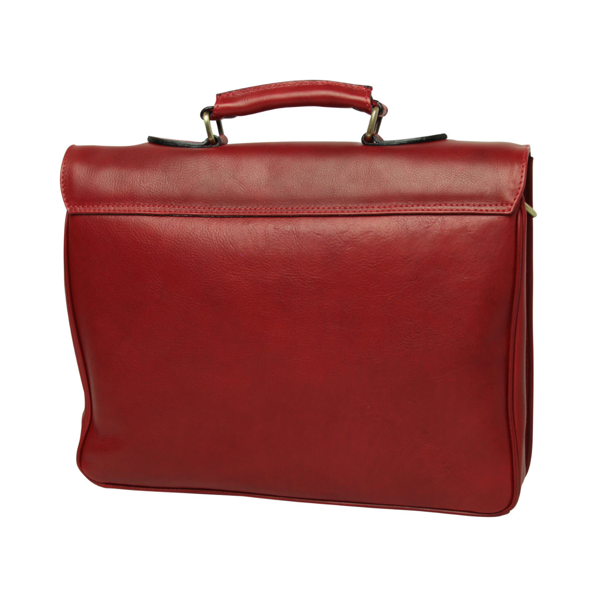 Full grain leather briefcase - red