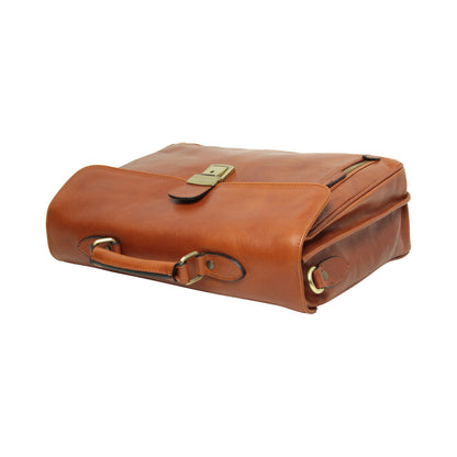 Full grain leather briefcase - teak