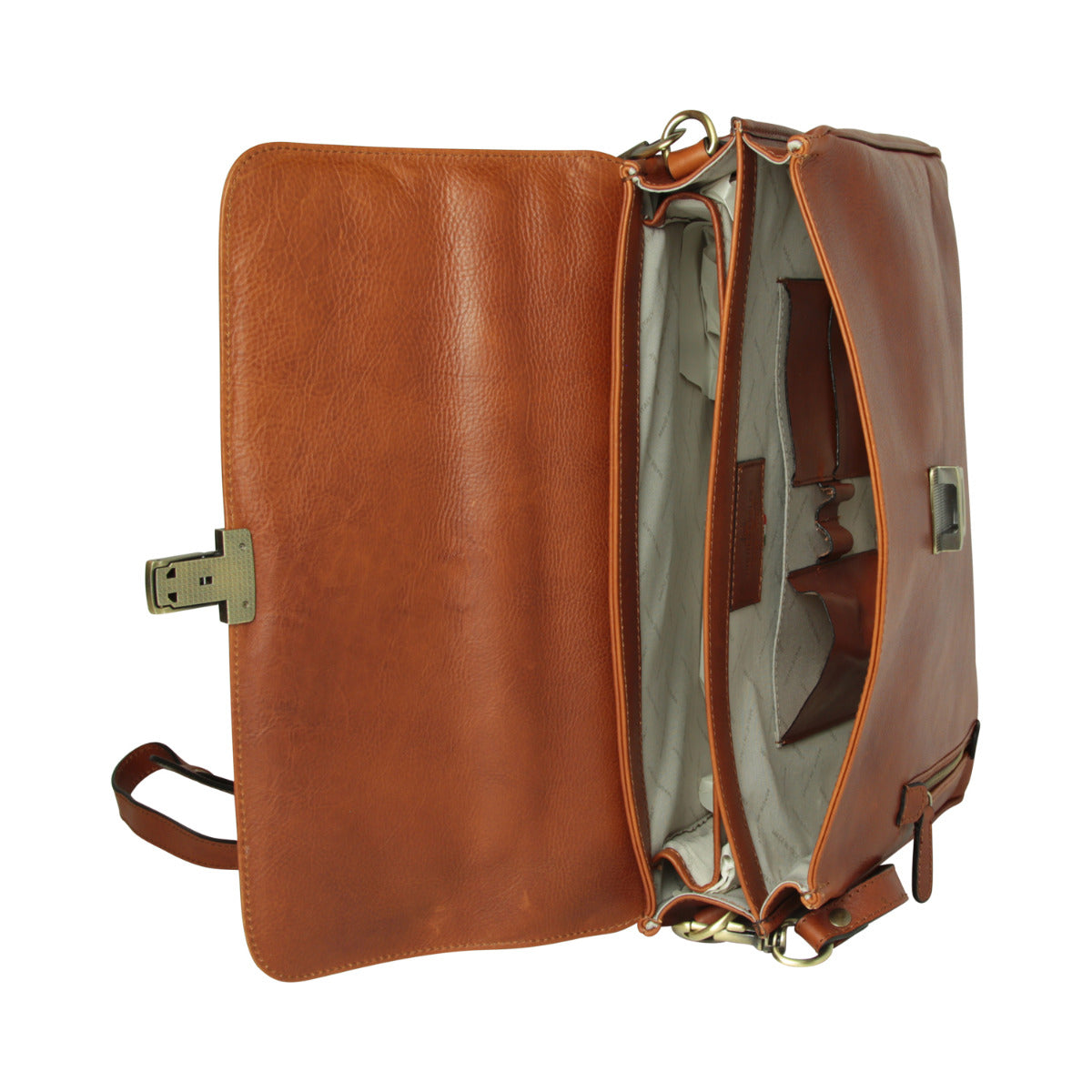 Full grain leather briefcase - teak