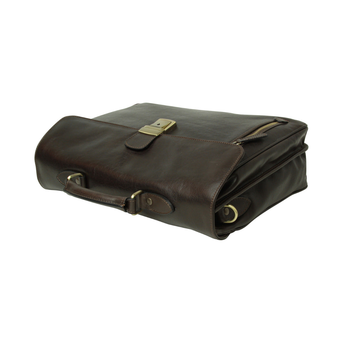 Full grain leather briefcase - dark brown
