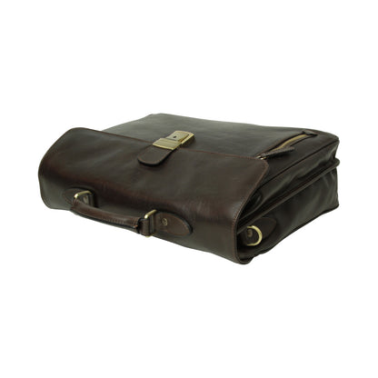 Full grain leather briefcase - dark brown