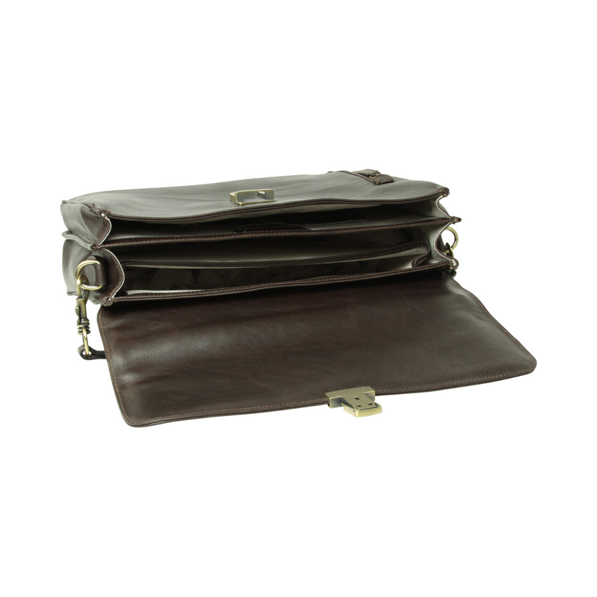 Full grain leather briefcase - dark brown