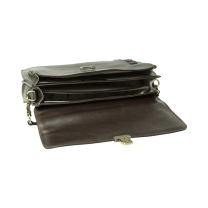 Full grain leather briefcase - dark brown