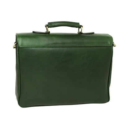 Full grain leather briefcase - green