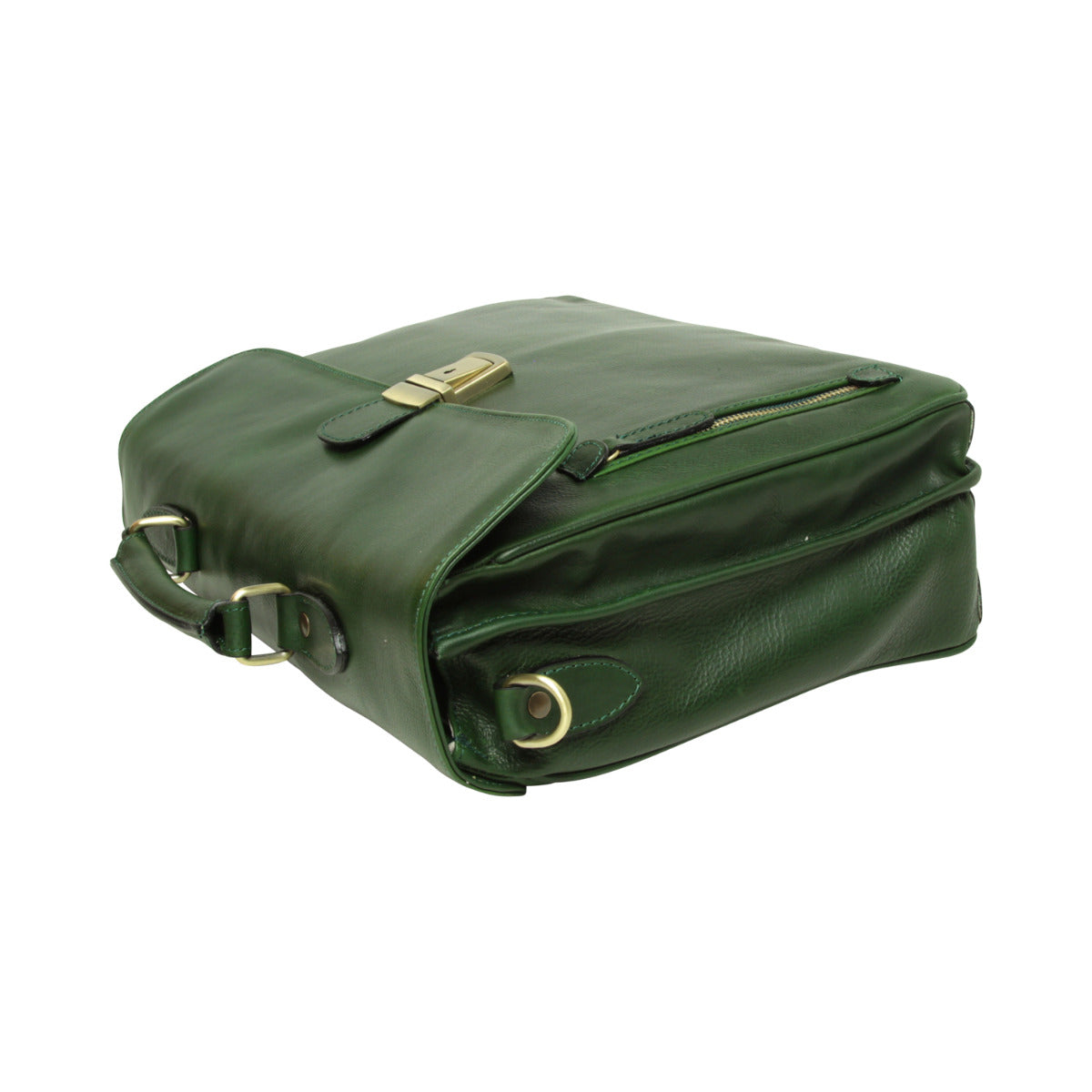 Full grain leather briefcase - green