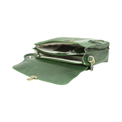 Full grain leather briefcase - green