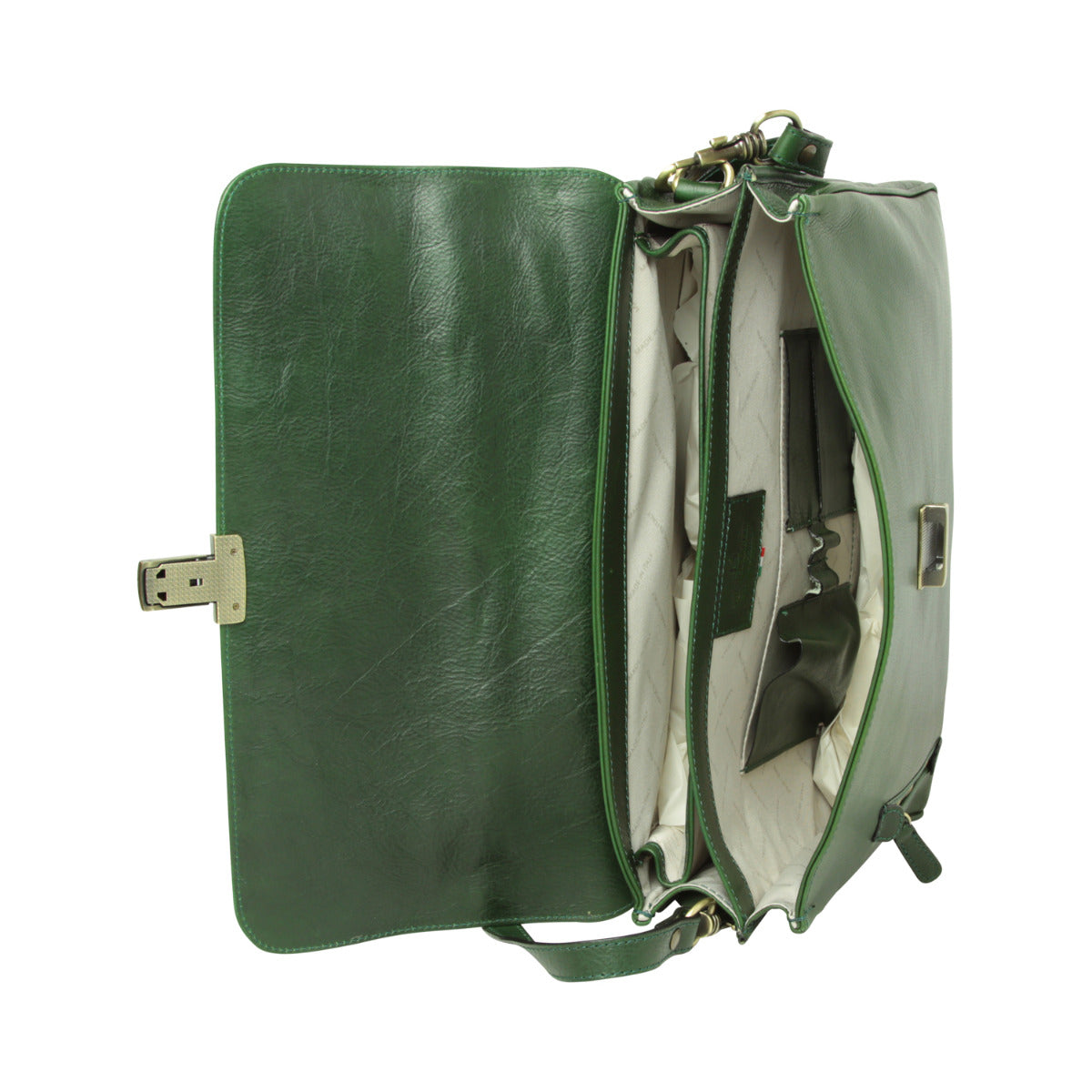 Full grain leather briefcase - green