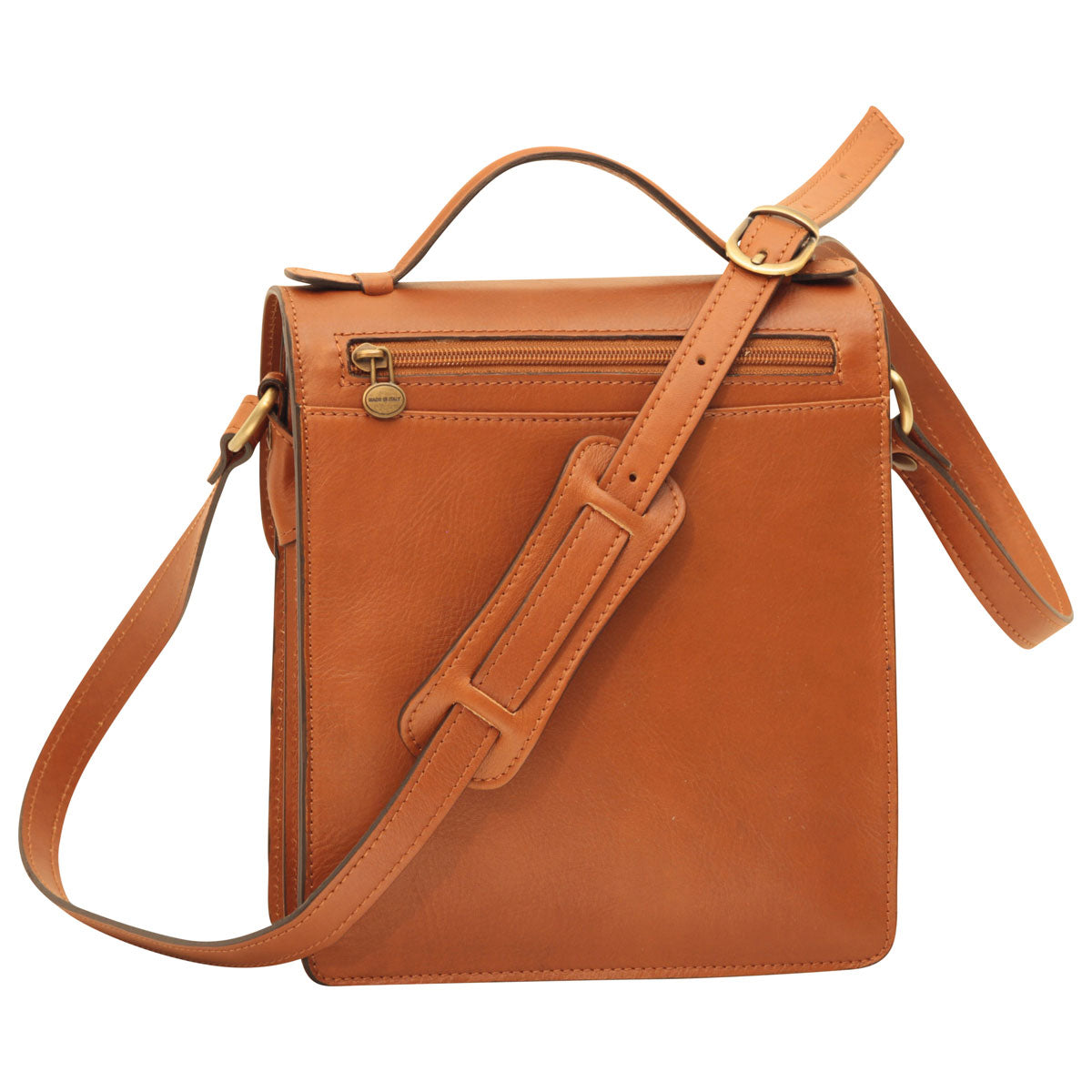 Men’s Leather Briefcase Shoulder Bag in Full-Grain Leather -  Brown Colonial