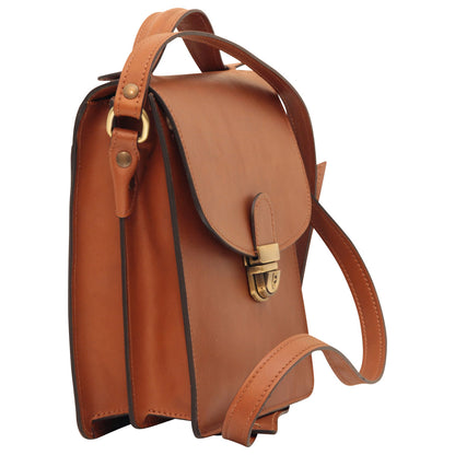Men’s Leather Briefcase Shoulder Bag in Full-Grain Leather -  Brown Colonial