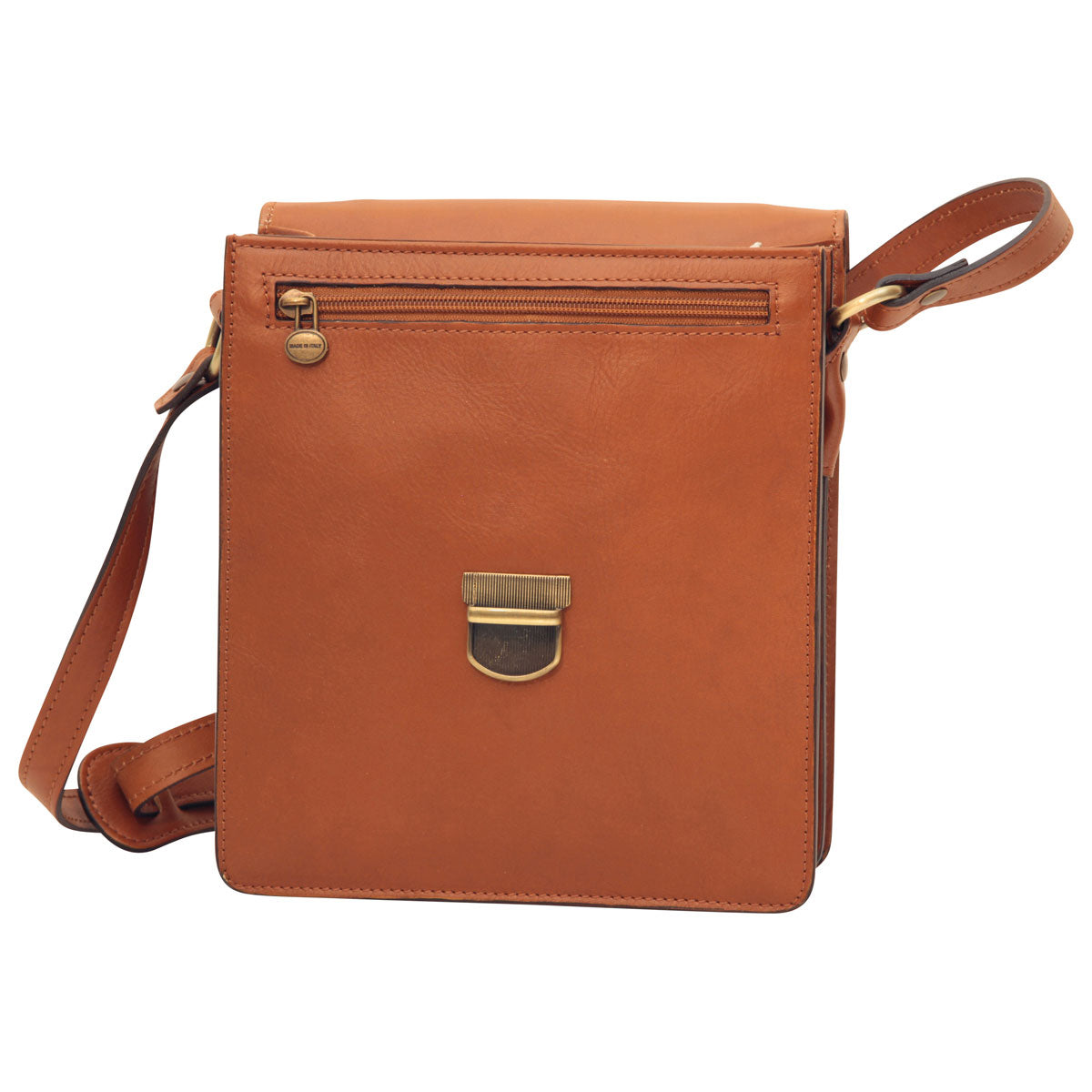 Men’s Leather Briefcase Shoulder Bag in Full-Grain Leather -  Brown Colonial