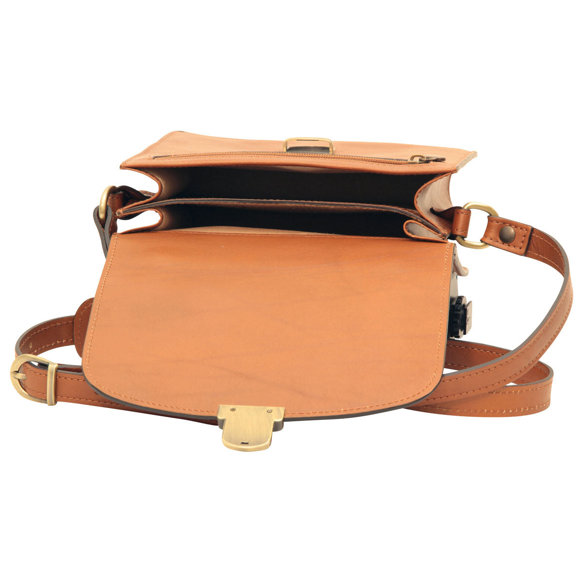 Men’s Leather Briefcase Shoulder Bag in Full-Grain Leather -  Brown Colonial