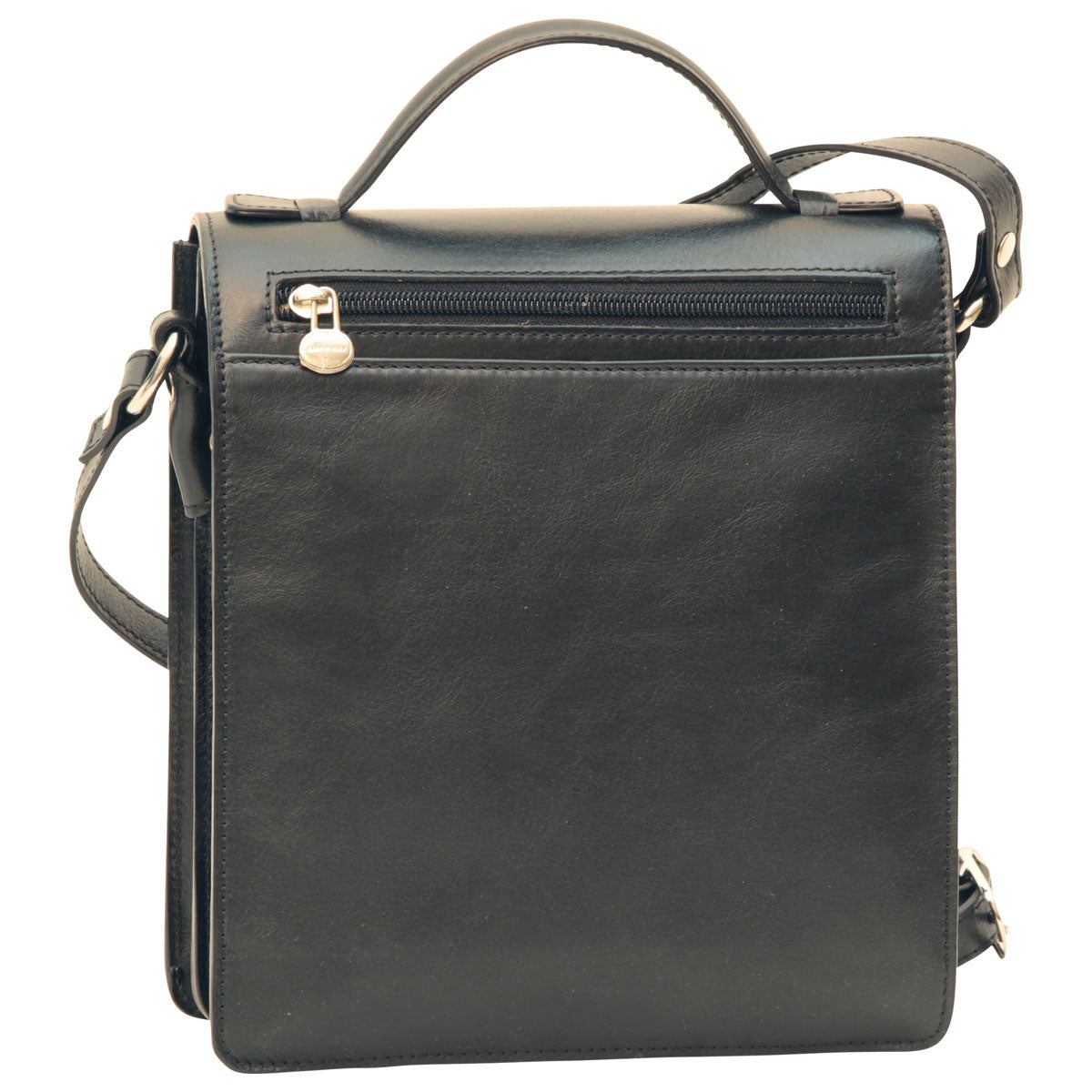 Men’s Leather Briefcase Shoulder Bag in Full-Grain Leather - Black