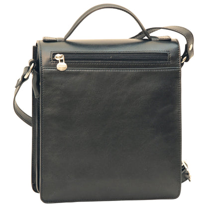 Men’s Leather Briefcase Shoulder Bag in Full-Grain Leather - Black