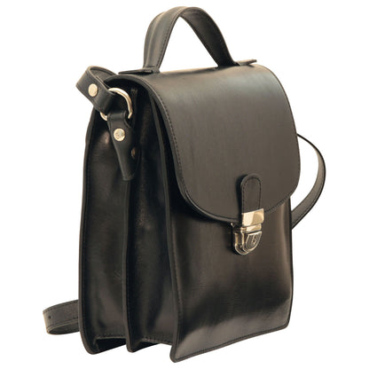Men’s Leather Briefcase Shoulder Bag in Full-Grain Leather - Black