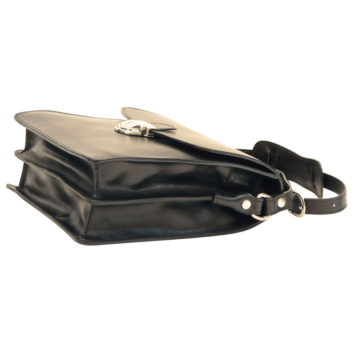 Men’s Leather Briefcase Shoulder Bag in Full-Grain Leather - Black
