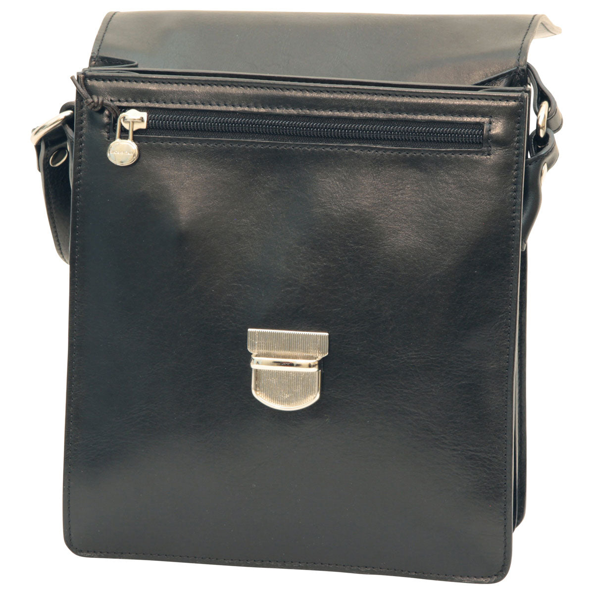 Men’s Leather Briefcase Shoulder Bag in Full-Grain Leather - Black