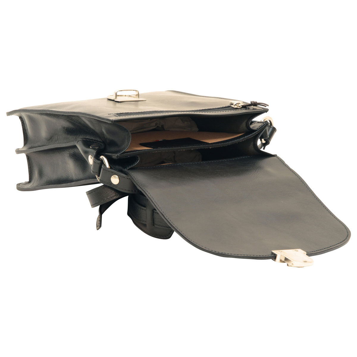 Men’s Leather Briefcase Shoulder Bag in Full-Grain Leather - Black