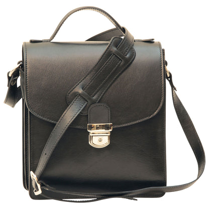 Men’s Leather Briefcase Shoulder Bag in Full-Grain Leather - Black