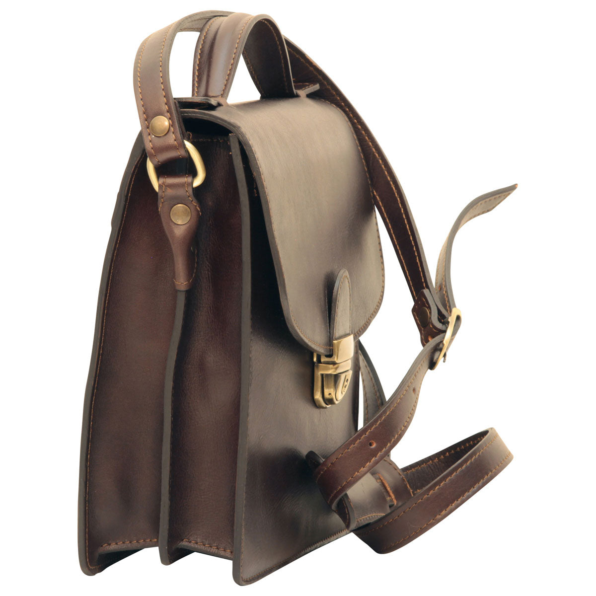 Men’s Leather Briefcase Shoulder Bag in Full-Grain Leather - Dark Brown