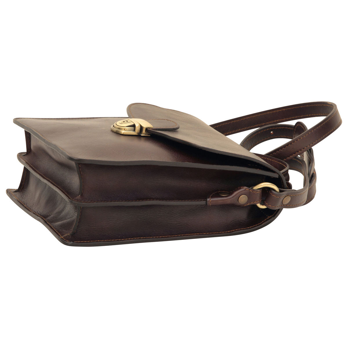 Men’s Leather Briefcase Shoulder Bag in Full-Grain Leather - Dark Brown