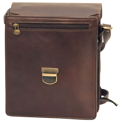 Men’s Leather Briefcase Shoulder Bag in Full-Grain Leather - Dark Brown