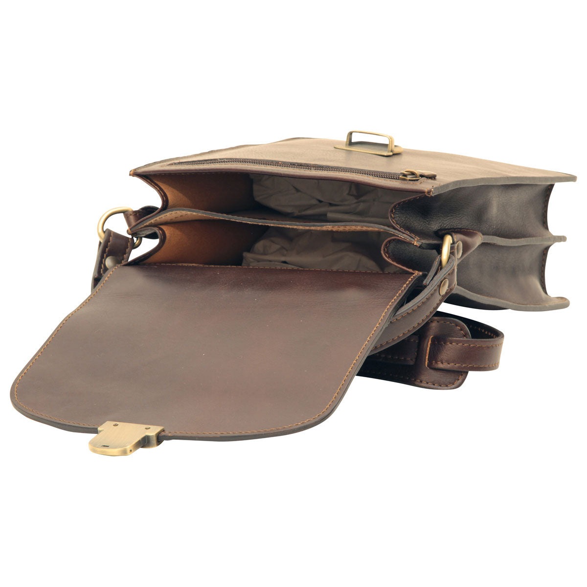 Men’s Leather Briefcase Shoulder Bag in Full-Grain Leather - Dark Brown