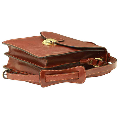 Men’s Leather Briefcase Shoulder Bag in Full-Grain Leather - Brown