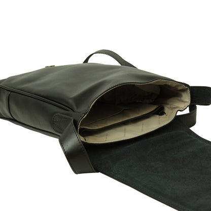 Leather Satchel Bag for I-Pad - Black