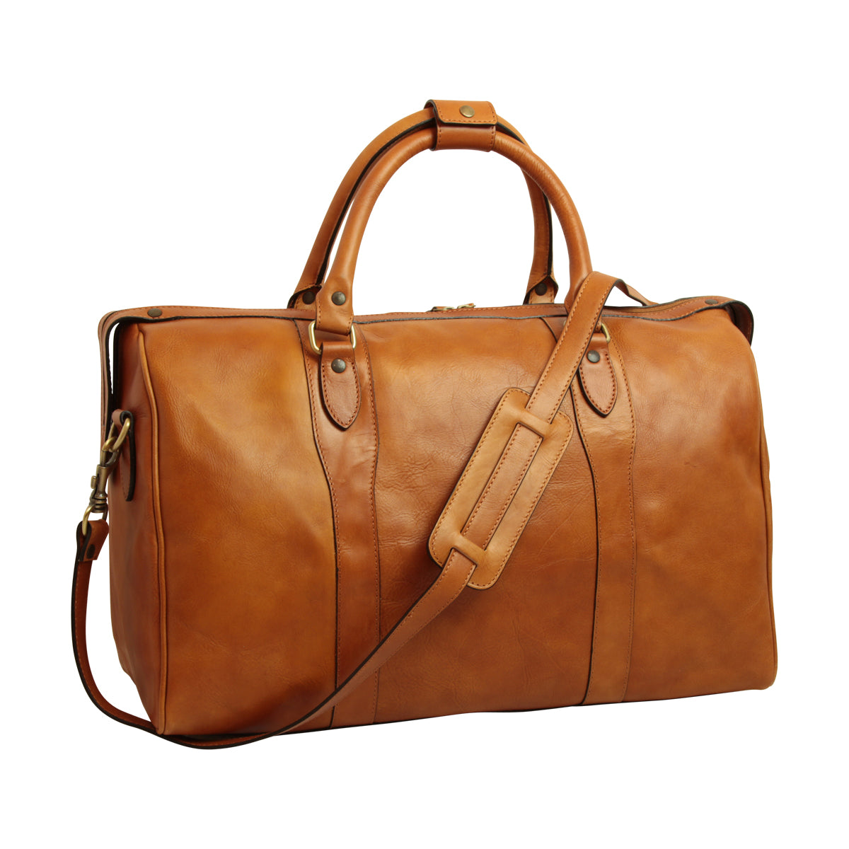 Italian Leather Travel Bags for Men in Full-Grain Leather - Brown Colonial