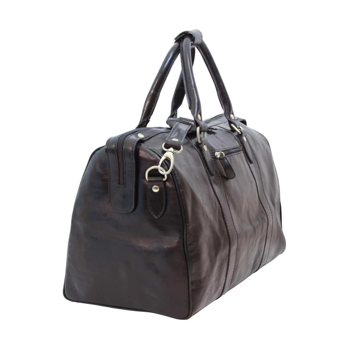 Italian Leather Travel Bags for Men in Full-Grain Leather - Black