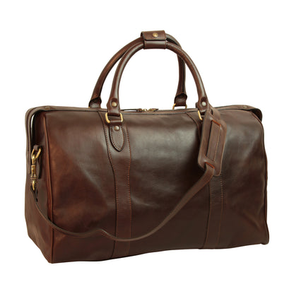 Italian Leather Travel Bags for Men in Full-Grain Leather - Dark Brown