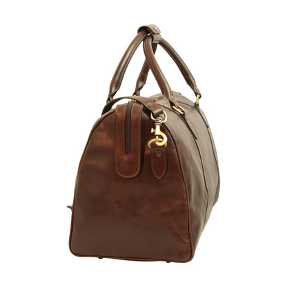 Italian Leather Travel Bags for Men in Full-Grain Leather - Dark Brown