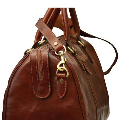Italian Leather Travel Bags for Men in Full-Grain Leather - Brown