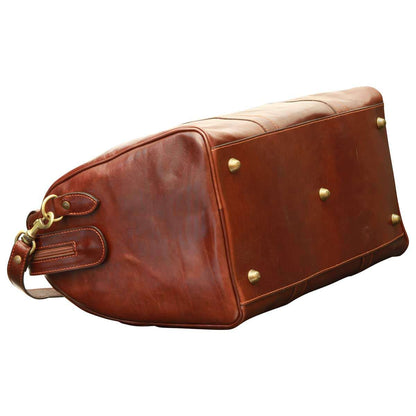 Italian Leather Travel Bags for Men in Full-Grain Leather - Brown