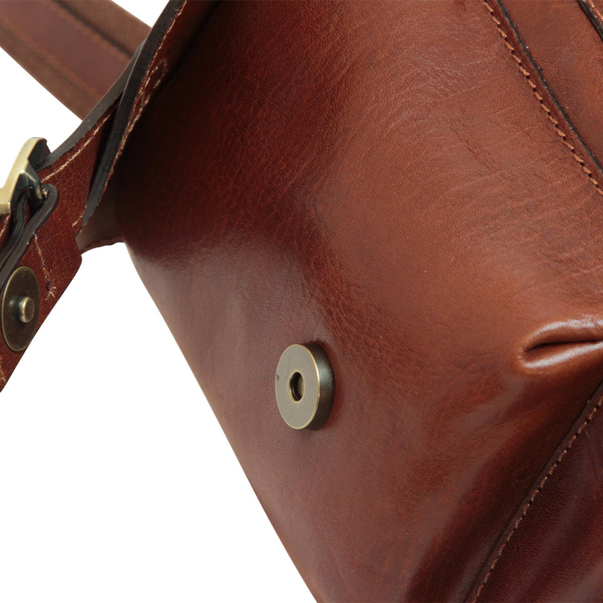 Leather backpack with 3 exterior pockets - Brown