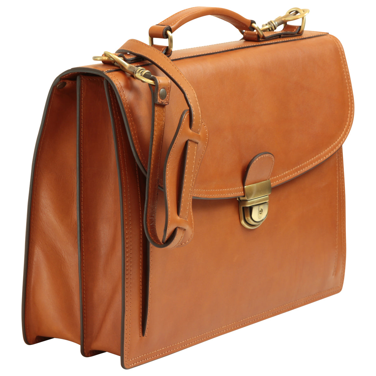 Leather Shoulder Bag for Men in Full-Grain Leather. Brown Colonial