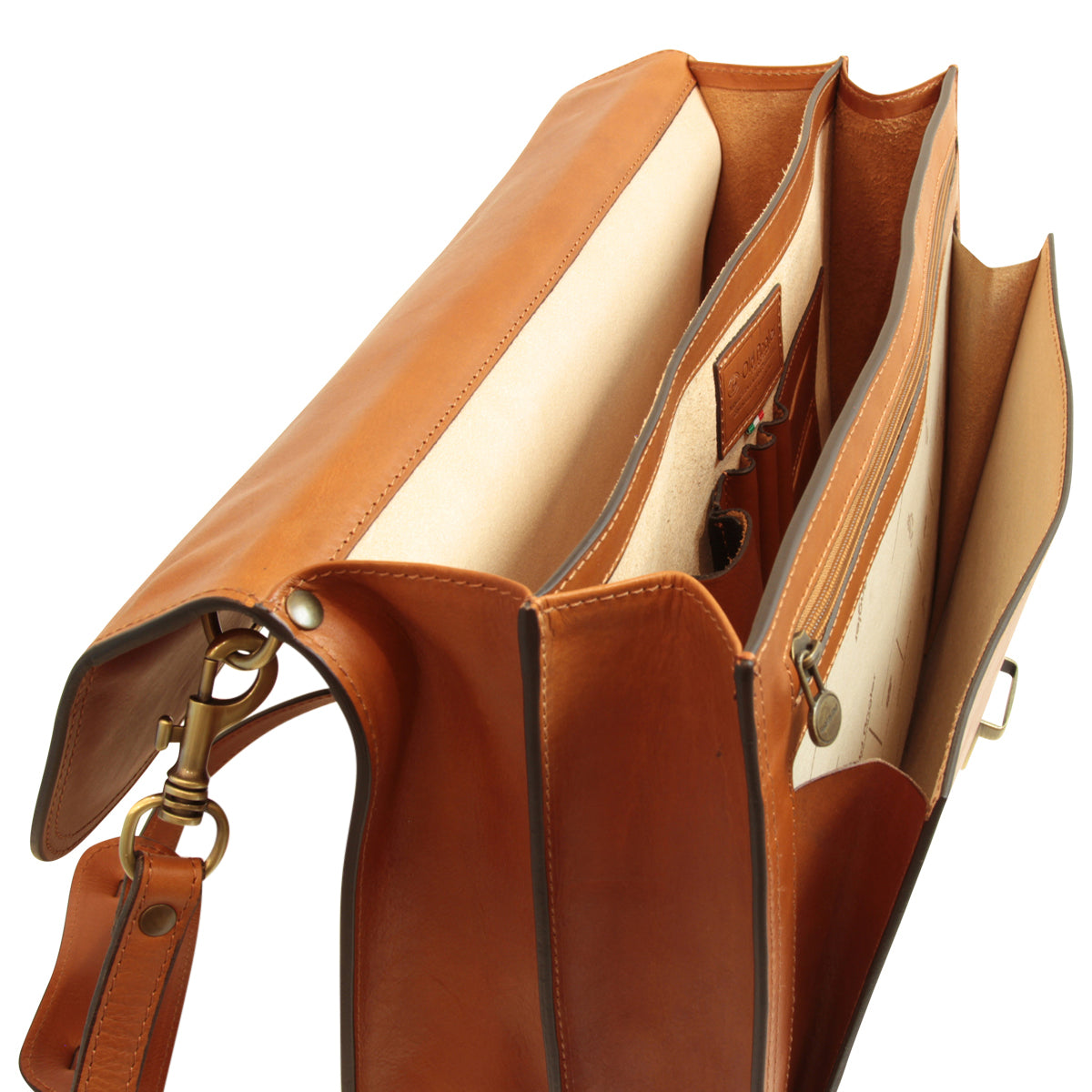 Leather Shoulder Bag for Men in Full-Grain Leather. Brown Colonial