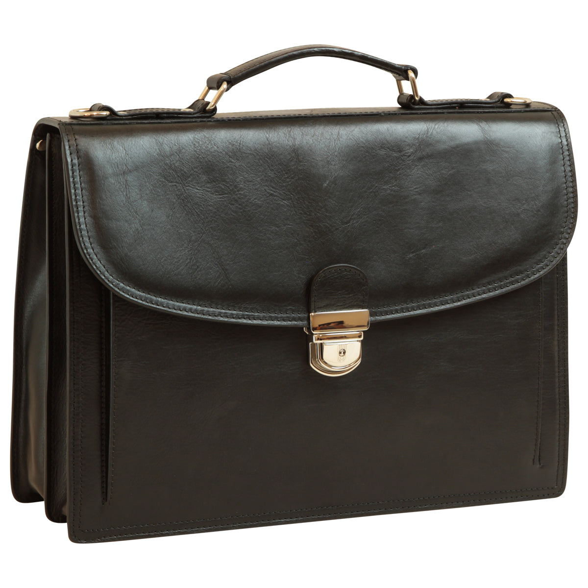 Leather Shoulder Bag for Men in Full-Grain Leather. Black