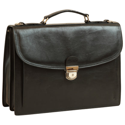 Leather Shoulder Bag for Men in Full-Grain Leather. Black