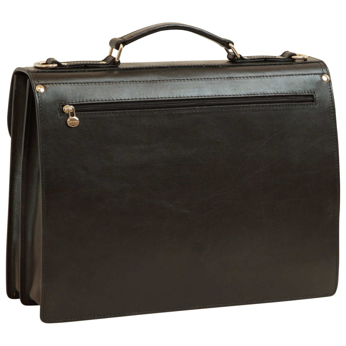 Leather Shoulder Bag for Men in Full-Grain Leather. Black