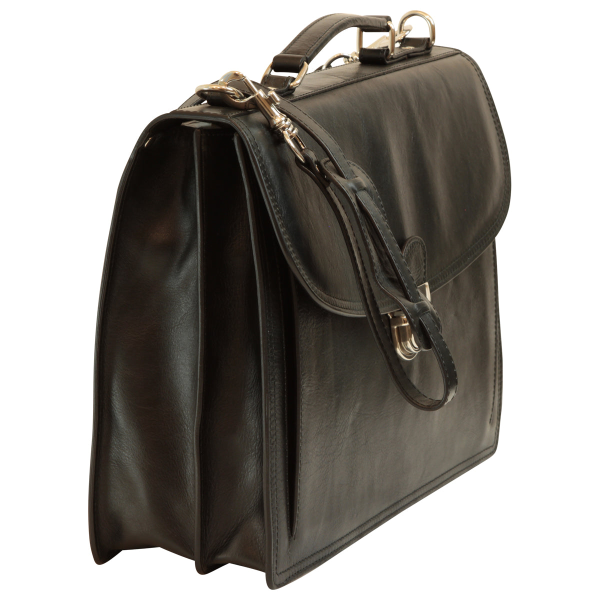 Leather Shoulder Bag for Men in Full-Grain Leather. Black