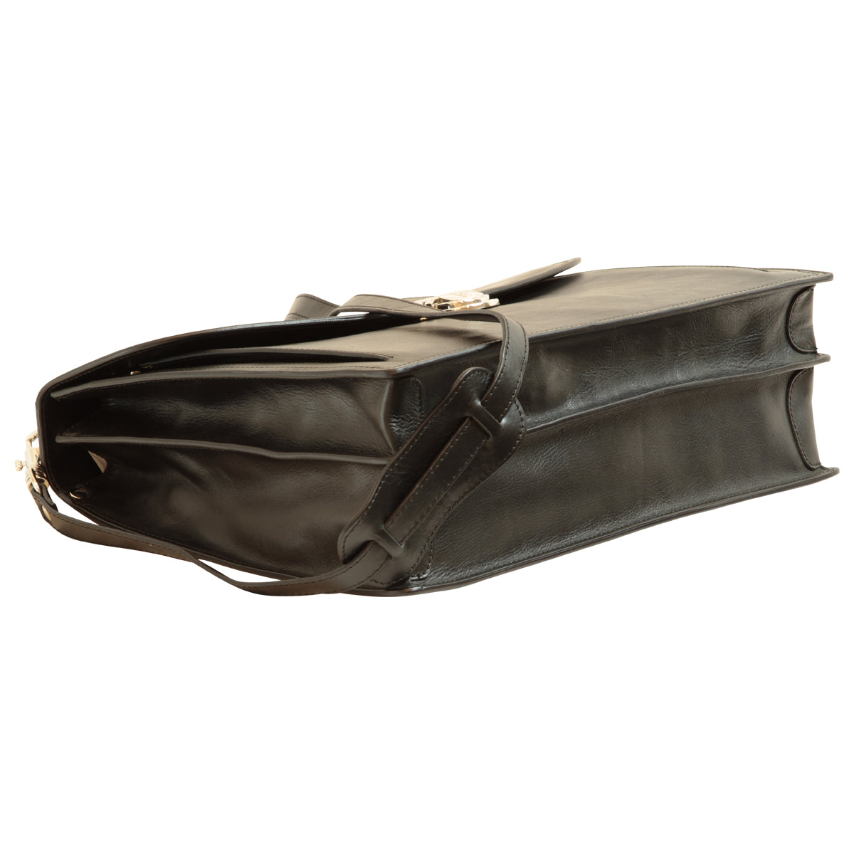 Leather Shoulder Bag for Men in Full-Grain Leather. Black