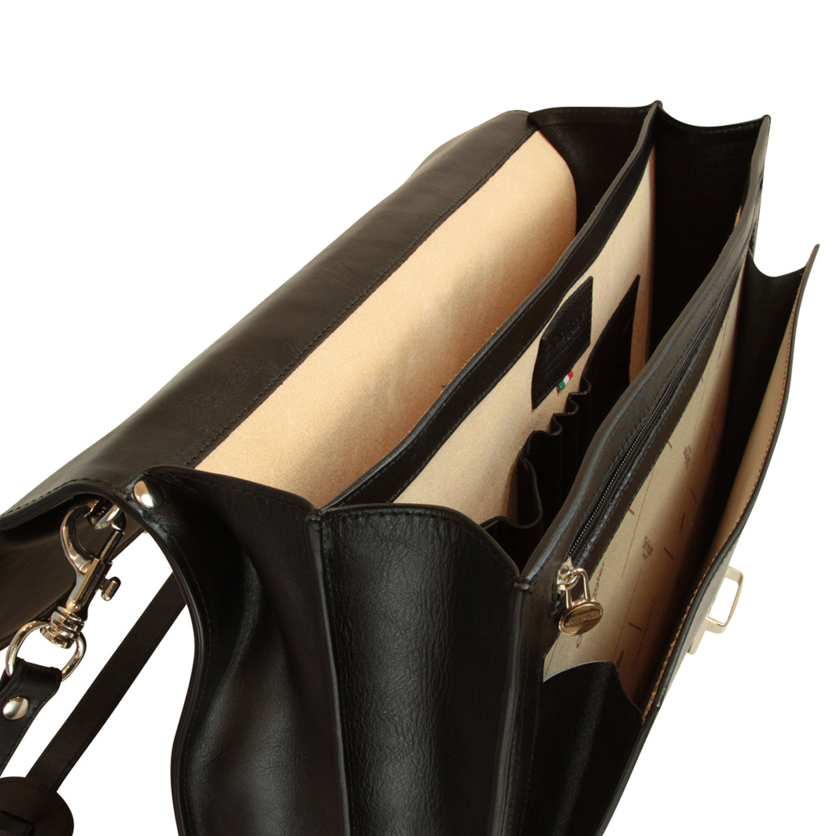 Leather Shoulder Bag for Men in Full-Grain Leather. Black