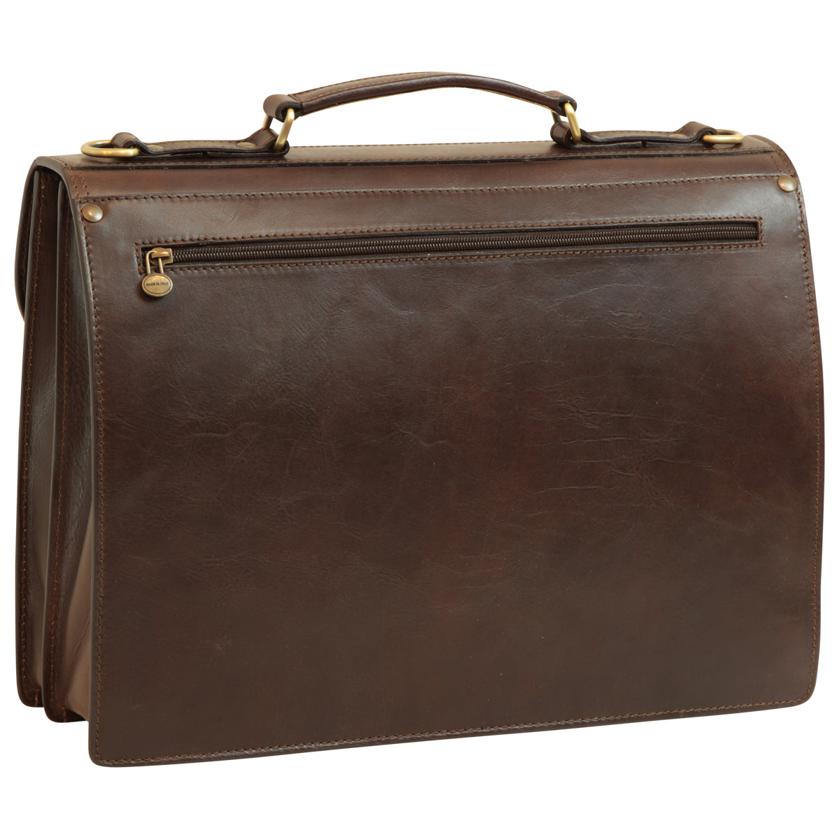Leather Shoulder Bag for Men in Full-Grain Leather. Dark Brown