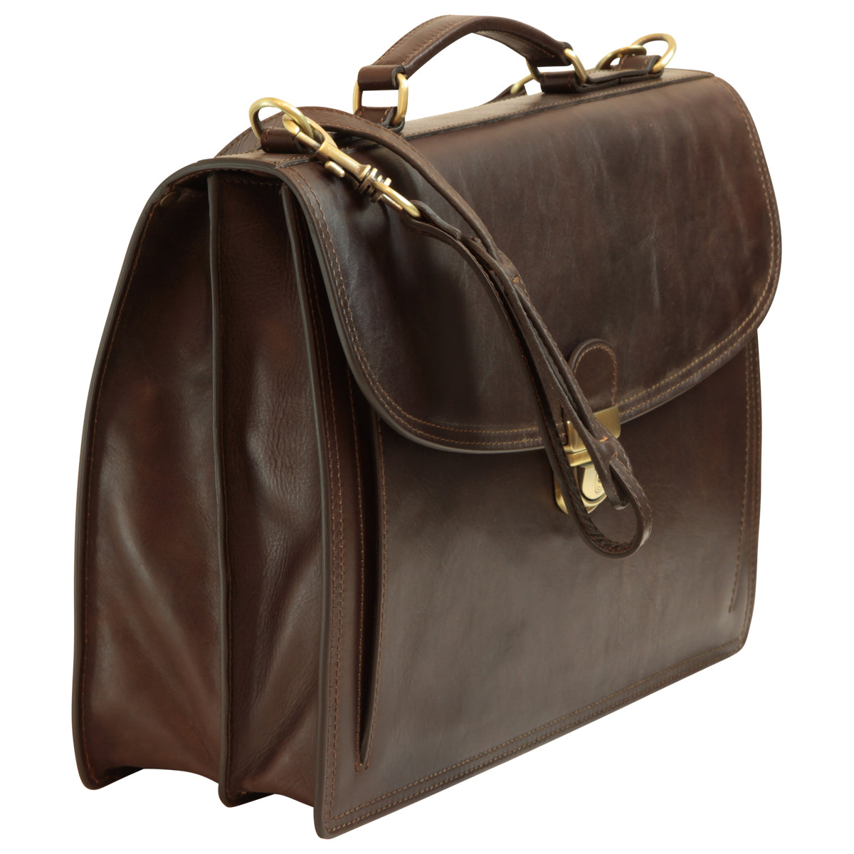 Leather Shoulder Bag for Men in Full-Grain Leather. Dark Brown