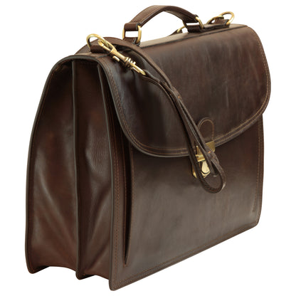 Leather Shoulder Bag for Men in Full-Grain Leather. Dark Brown